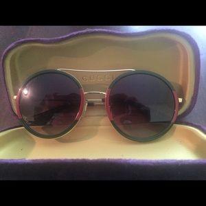 GUCCI Round-frame metal sunglasses